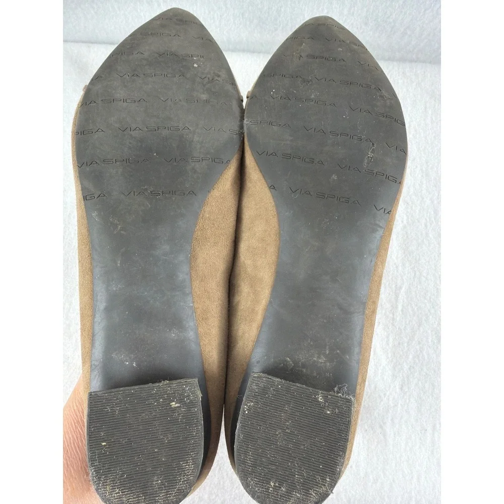 Via Spiga Devin‎ Brown Suede Tassel Bow Pointed Toe Ballet Flats Size 11M